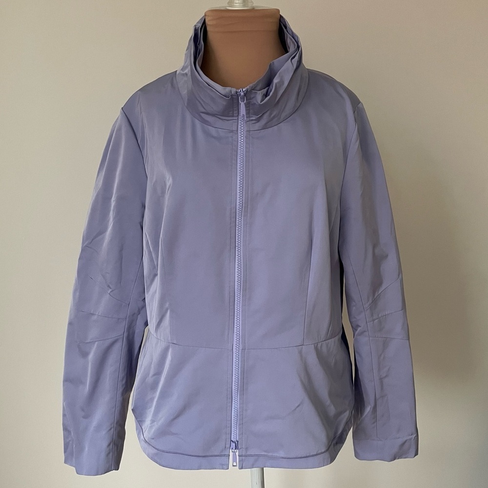 Lafayette 148 Periwinkle Blue Double Collar Zip Up Windbreaker Jacket EUC Sz 14